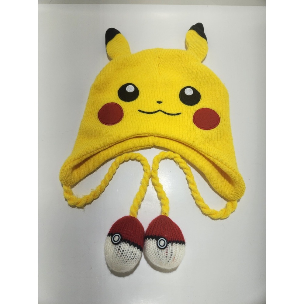 Pokemon Pikachu 2015 Beanie Hat‎ Big Face Yellow